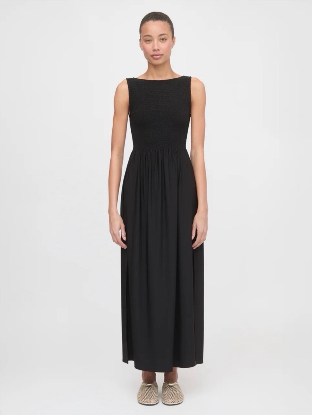 Hill House Home Cosima Nap Smocked Bodice Maxi Stretchy Black Dress. Size M